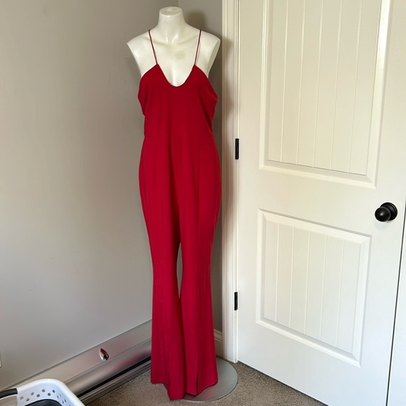 Anthropologie Hutch Jumpsuit Front Slit Jumpsuit Red Flare Leg Sleeveless 12 NEW - Picture 4 of 16